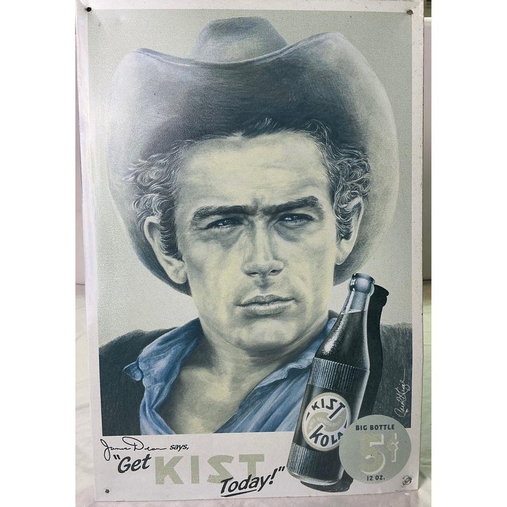 1999 James Dean Kist Cola 5¢ Metal Sign Desperate Enterprises Vintage Style